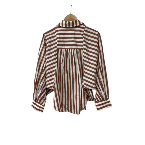Anthropologie Top Small Womens Pilcro Bailey Boyfriend Batwing Striped Shirt - Picture 5 of 7